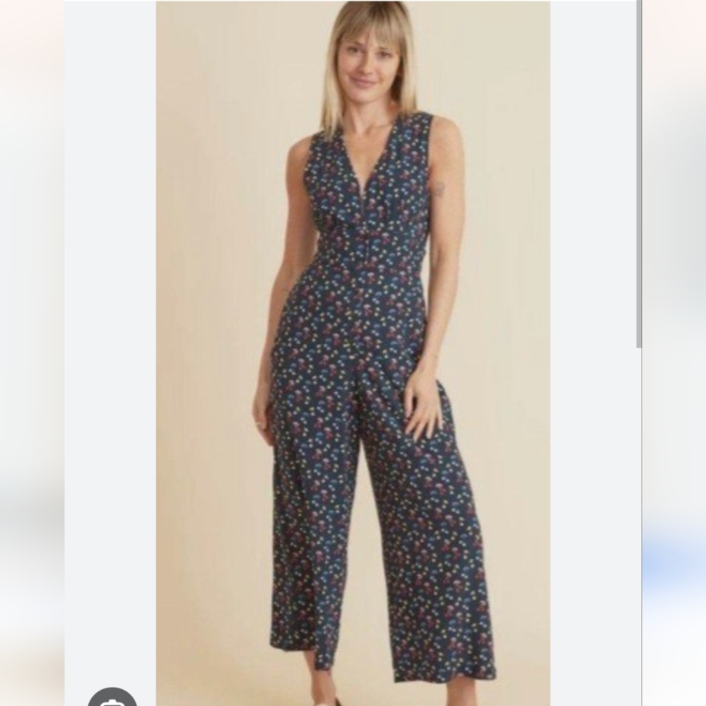 Marine Layer Holli Sleeveless Jumpsuit Blue Cherry Sleeveless Jumpsuit